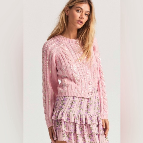 Loveshackfancy Tiered Floral Mini Skirt Blushing Pink Ruffle Coquette Size Small - Picture 3 of 12